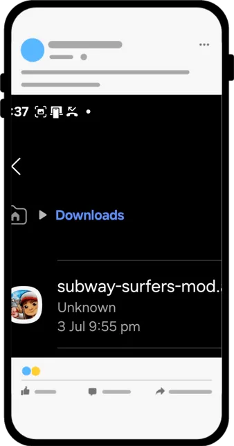 Downloading of subway surfers mod apk file is completed