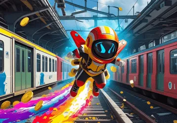 Paint-powered jetpack in Subway Surfers mod APK gameplay