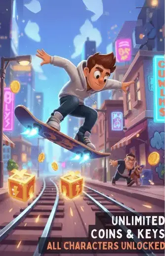 Unlocked coins, keys, and all characters in Subway Surfers mod APK