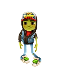 Subway Surfers mod APK character Zombie Jake with undead-themed outfit