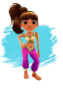 Subway Surfers mod APK character Amira in vibrant Middle Eastern-inspired outfit